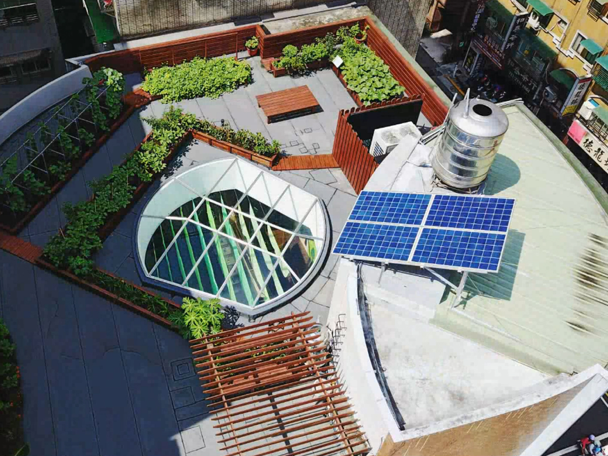 綠色金融教育館頂樓生態水培綠屋頂