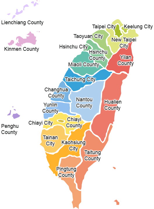 the map of Taiwan
